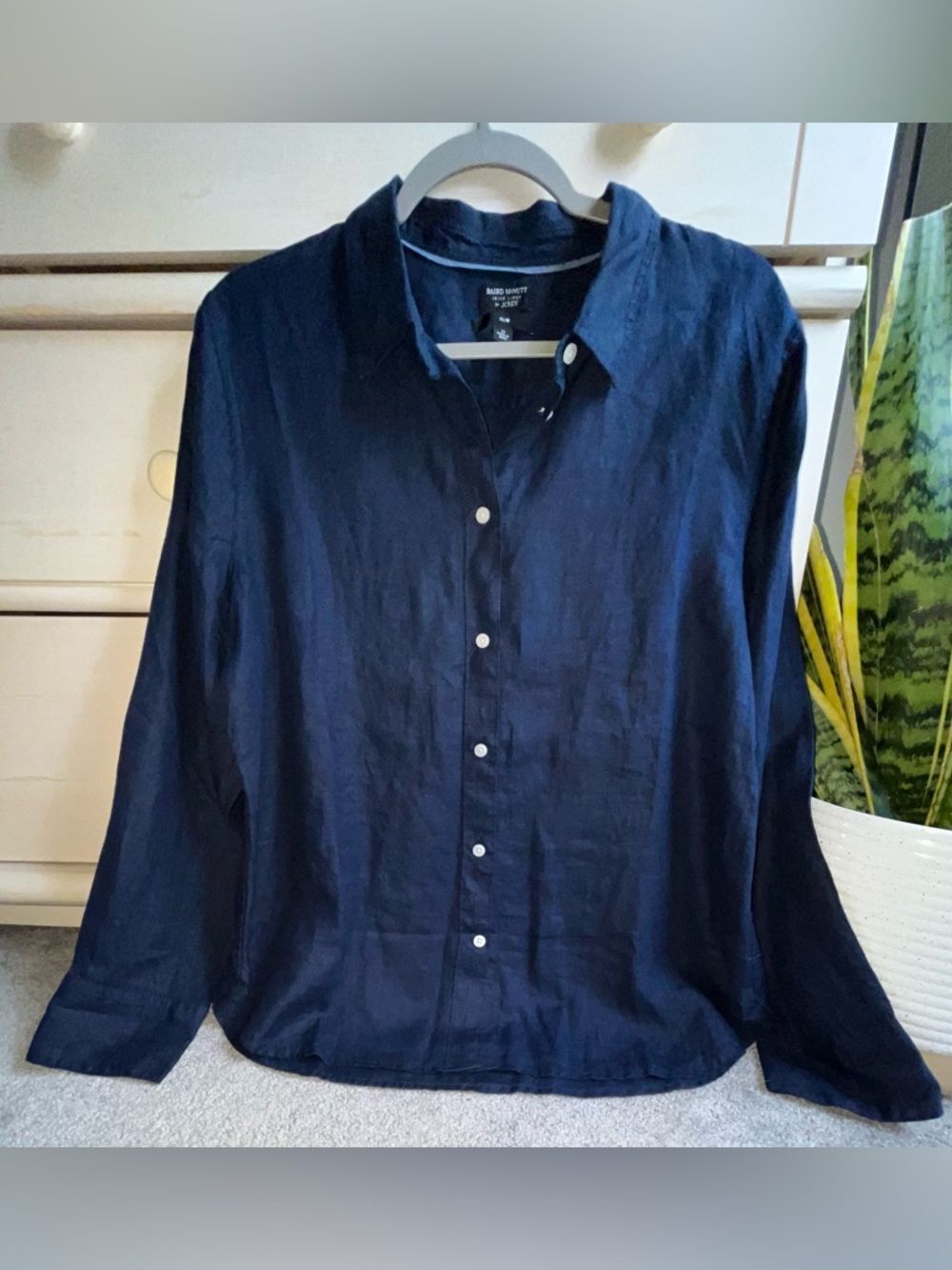 NWOT J CREW BAIRD McNutt Irish Linen Navy L/S Shirt 16 - Picture 4 of 7